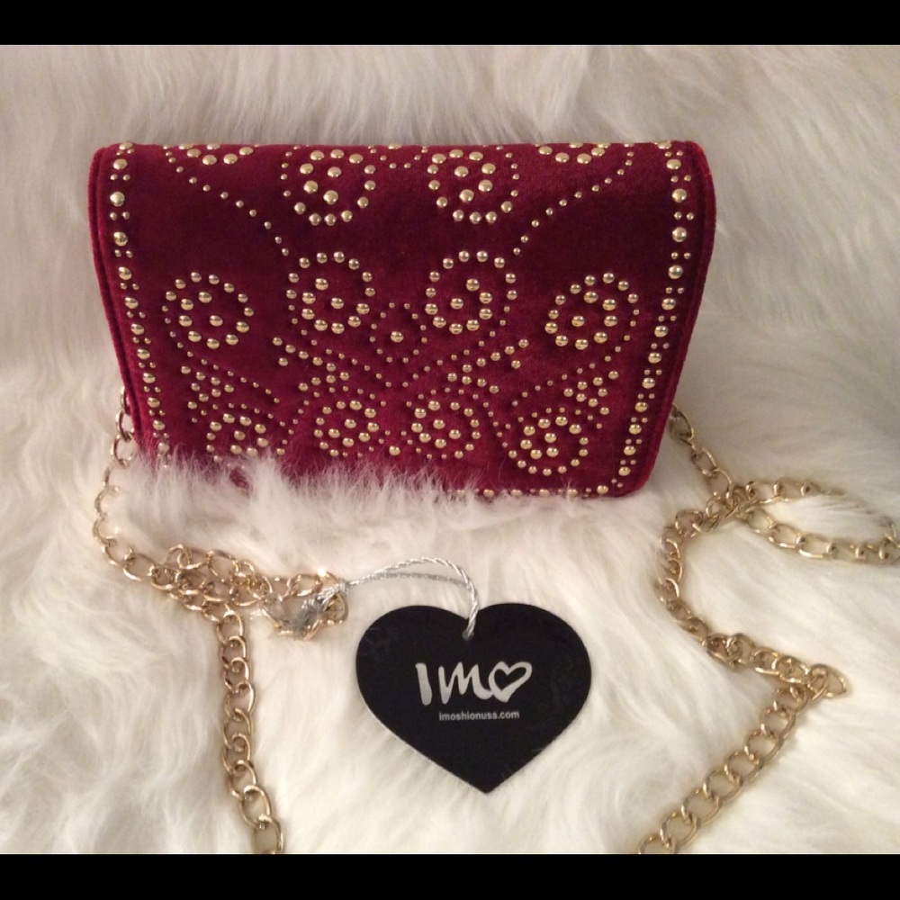 NWT Imoshion Red Velvet Studded Cross Body